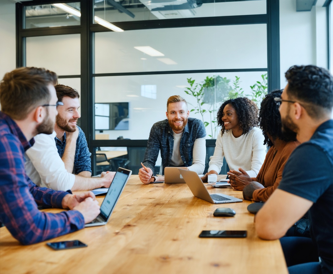 Команда разработчиков обсуждает проект